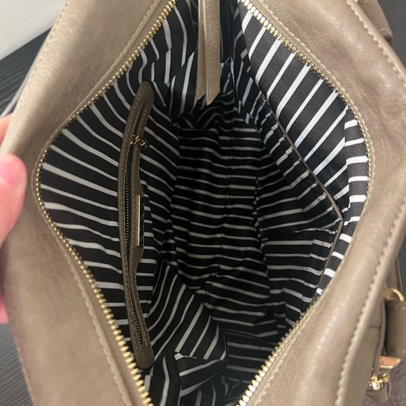 Sasha + Sofi Taupe Brown Gray Faux Leather Crossbody Purse Double Handle… - Picture 8 of 8